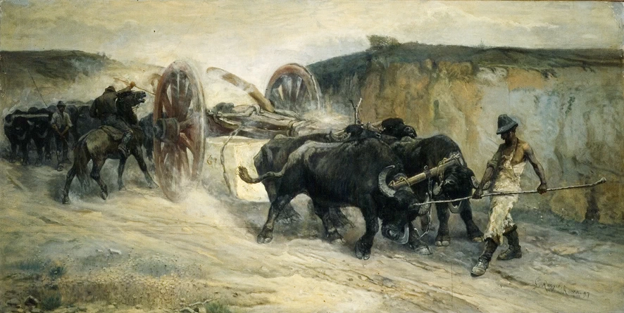 Trasporto di un blocco di travertino. scena di genere - Palazzo delle Belle Arti, Roma